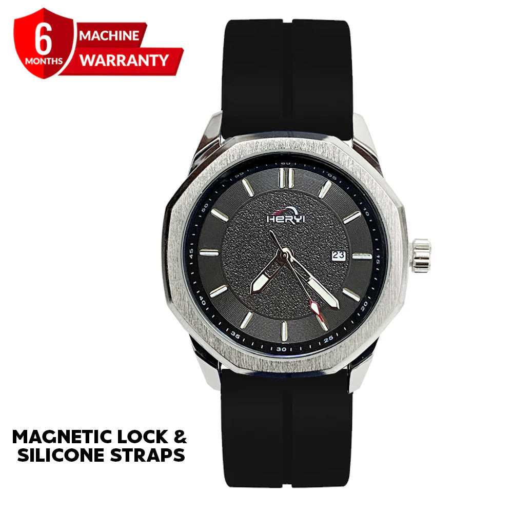 Heyri - Silicone Rubber Straps & Magnetic Lock Watch For Men