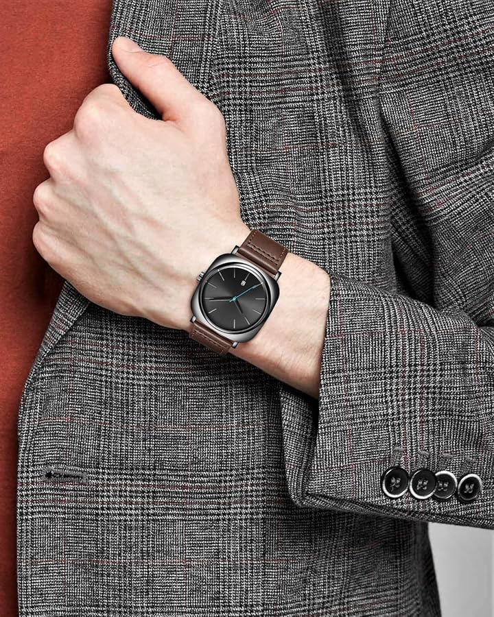 TOMI T-084 Men's Watch Quartz Date Leather Strap
