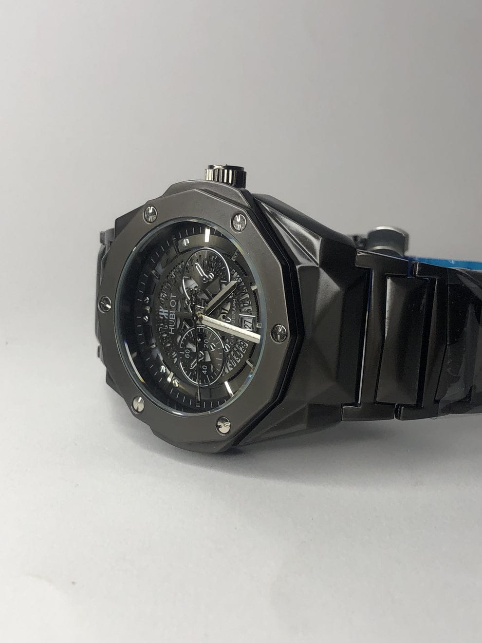 Hublo Skeleton Dial Black Chain Watch